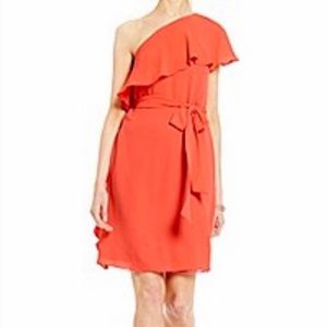 Michael Kors One Shoulder Coral Sheath Dress S. 2
